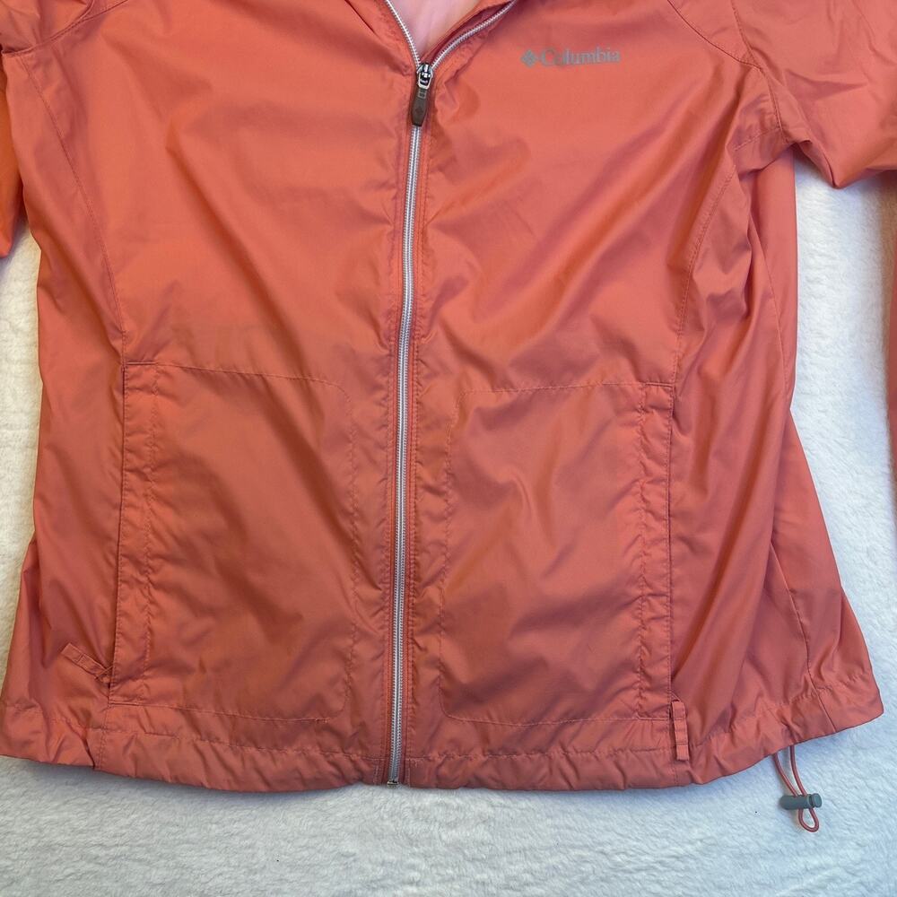 Columbia Womens Windbreaker Size Large Hooded Full Zip Jacket Vented Peach Coral - Picture 5 of 12